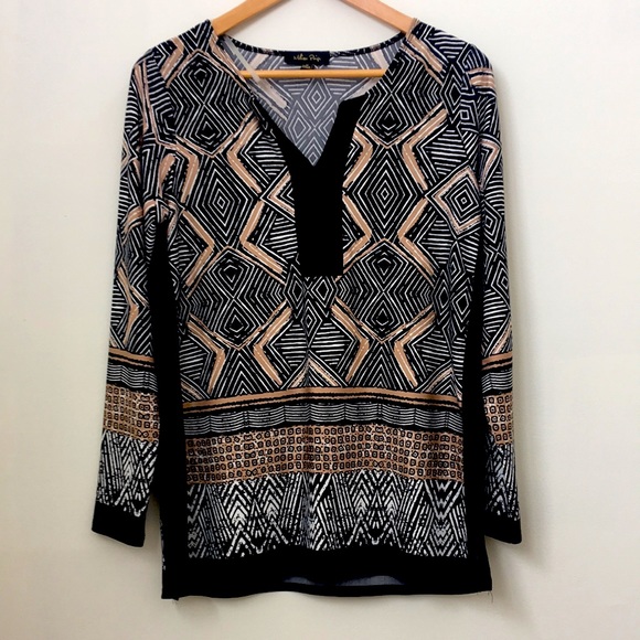 Melissa Paige Tops - Black and Tan Print Top Size M